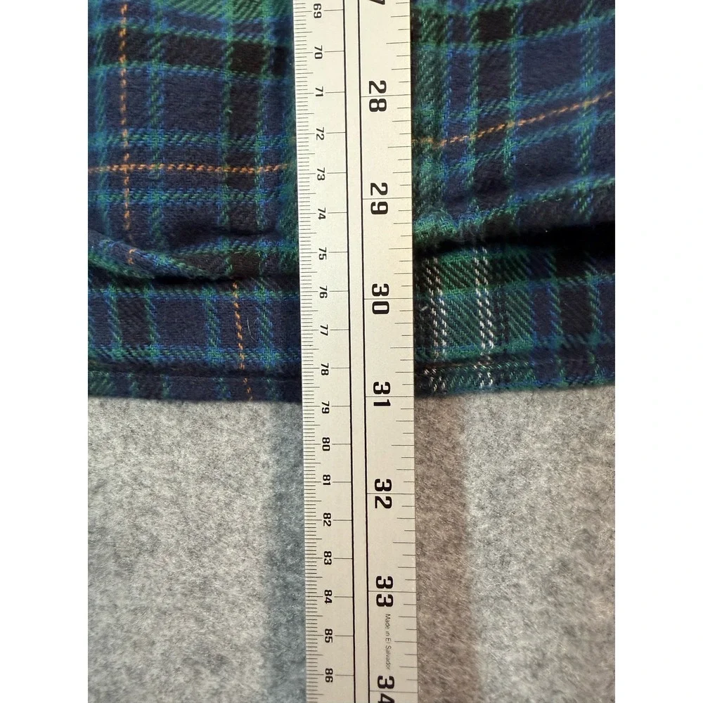 Free Assembly Mens Green Navy Blue‎ Plaid Flannel Button Down Shirt Size Medium